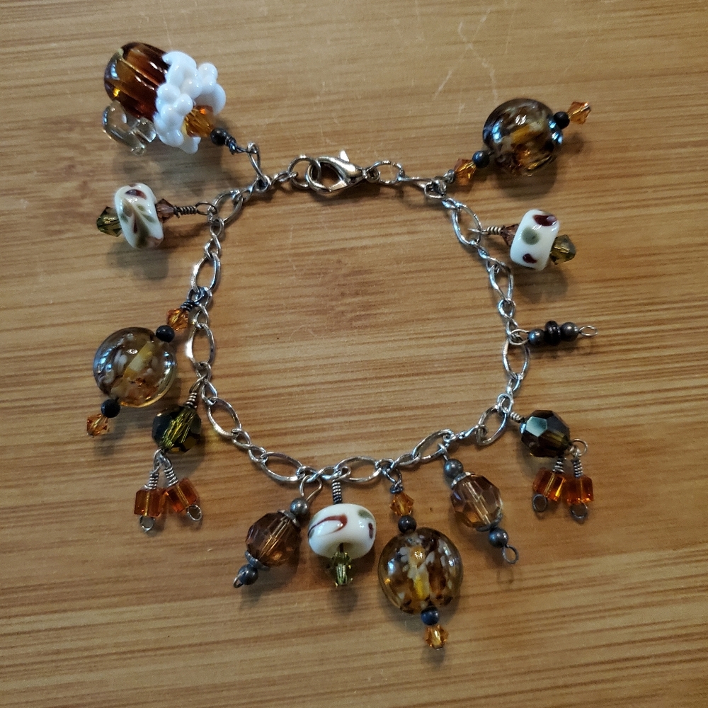 Lampwork Glass Beer Charm Bracelet